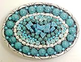 Southwestern Turquoise Belt Buckle Pearls Crystal