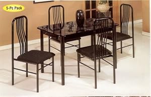 5pc Dining Table & Chairs Black Finish