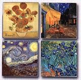 LAMPS BEAUTIFUL Van Gogh Fine Art Glass Coasters Assorted Set--Excellent customer service--see our feedback.