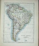 JOHNSTON WORLD MAPS 1895 AMERICA BRAZIL PERU PHYSICAL