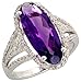 14 Karat Weissgold Grosser Steinen Ring, mit 0.45 Karat Brilliantschliff Diamanten & 4.45 Karat 18x7mm Ovalschliff Amethyst Stein, (19mm) breit