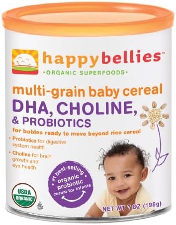 Happy Bellies Multigrain Cereal with DHA, Pre & Probiotics + Choline 7 oz (Pack of 2)
