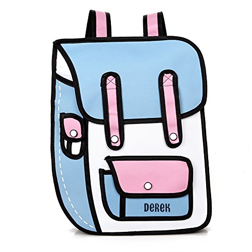 Personalized Cartoon Backpack, IIT Comic 3D / 2D Drawing Paper Shoulder Bag