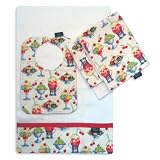 Ice Cream Social Bib, Burp Cloth and Cuddle Blanket Set