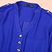 Coromose Women V-neck Chiffon Long Sleeve Shirt Blouse (M, Blue)