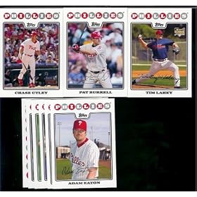 2008 Topps Philadelphia Phillies Series 1&2 Baseball Cards Complete Team Set of 22 cards including Chase Utley, Jimmy Rollins, Ryan Howard and more !