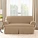 Surefit Cotton Duck T Cushion Sofa, Cocoa/Natural
