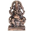 Copper Ganesh Statue on a Throne with Bolster