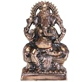 Copper Ganesh Statue on a Throne with Bolster