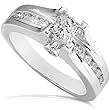 1.00ctw Princess Cut Diamond Ring in 14K White Gold (HI/I1)