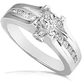 1.00ctw Princess Cut Diamond Ring in 14K White Gold (HI/I1)