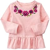 GYMBOREE(ジンボリー) フローラルペプラム ペオニー ピンク トップス長袖Tシャツ 6～12ヶ月【並行輸入】