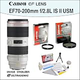 Canon Zoom Telephoto EF 70-200mm f/2.8L II IS USM Autofocus Lens With Opteka 77mm UV and CPL Filters and 5 Piece Cleaning Kit