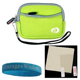 Green Soft Carrying Glove with Wristband and screen guard for Canon PowerShot SD1200 IS, PowerShot SD970 IS, PowerShot SD960 IS, PowerShot SD780 IS, PowerShot SD950 IS, PowerShot SD890 IS, PowerShot SD880 IS,
