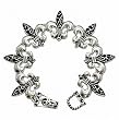 Silvertone and Black Fleur De Lis Theme Magnetic Fashion Bracelet