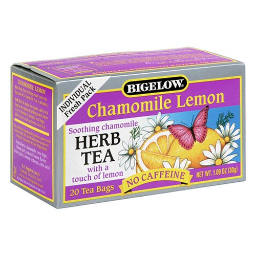 Bigelow Chamomile Lemon Herbal Tea, Tea Bags, 20-Count Boxes (Pack of 12) by Chamomile Tea