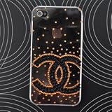 【iphone4s ケース  iphone4 ケース 兼用】　iphone4 ケース/カバー　スワロフスキー風　高級感溢れ！ シャネルマーク仕様　iphone デコケース　超人気の五つスタイルあり！アイフォン4s　ケース/カバー　タイプ4：ゴールド＆シャネル シャネル ゴールド