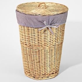 Wicker Hamper With Liner - Lilac Gingham