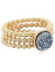 Dara Ettinger Small Agate Druzy Stacking Gold, Ocean Ring Set