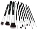 JPNK Synthetic Makeup Brush Set Cosmetics Foundation Blending Blush Eyeliner Face Powder Brush Makeup Brush Kit (12pcs, Silver Black)