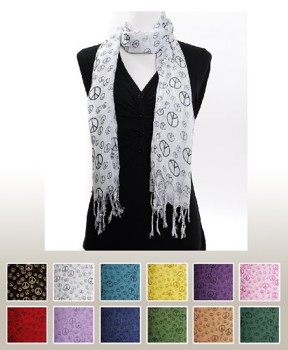Peace Colorful Viscose Scarf In Gift Box With Free Shipping
