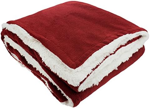 Cinnamon Sherpa Throw Blanket 50" x 60" Fluffly Soft Deep Red Warm Brick White