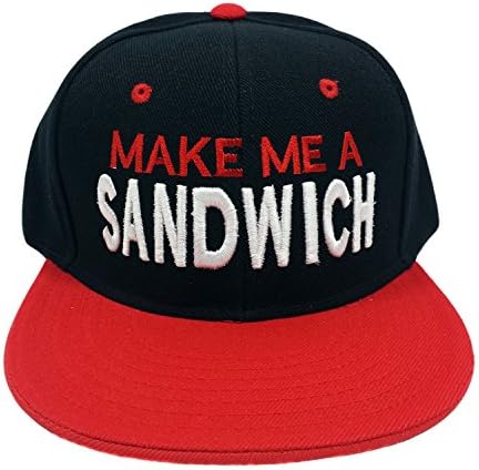 MAKE ME A SANDWICH Black/Red Snapback Hat Cap
