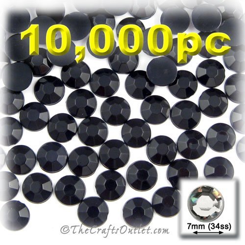 10,000pc flatback Rhinestones Round 7mm - 34ss Jet Black