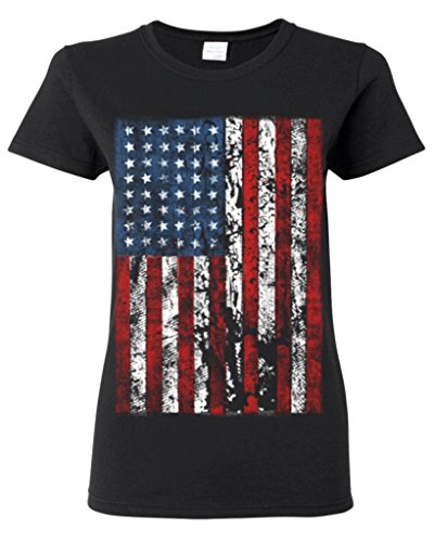 Shop4Ever® United States of America Flag Vintage Women T-Shirt USA Flag Shirts #13500