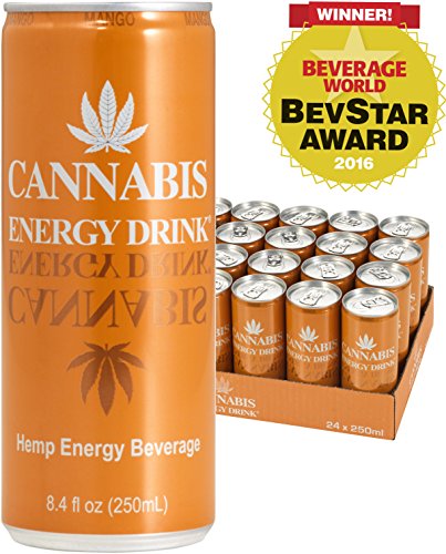 Cannabis Energy Drink, Mango, 8.4 Fl Oz Cans, 24 Pack, Imported from Amsterdam - Contains Real Hemp Seed Extract, Taurine & Caffeine (Vegan, Gluten Free, Non-GMO, Natural Beet Sugar), and Made with Spring Water for Amazing Taste.