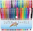Super Doodle Gel Pens | Professional High Quality 36 Piece Set | Smooth Flowing Ink | Non-toxic and Acid-free | Bold and Vibrant Colors | 12 Glitter, 10 Metallic, 6 Pastel, 6 Neon, 1 Black and 1 White | Comfort Grip | Convenient Packaging Case | 100% Money Back Guarantee!
