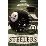 Pittsburgh Steelers Helmet on Field Sports Poster Print - 22x34 custom fit with RichAndFramous Black 22 inch Poster Hangers
