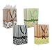Stripes and Simple Flowers Pattern with Satin Bowtie & Handle Gift Bags with Tissue Paper - Multiple Colors (12 Pack)