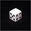 16mm d6 White Opaque Square Edge Dice with "Blank 1 Pip"