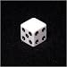 16mm d6 White Opaque Square Edge Dice with "Blank 1 Pip"