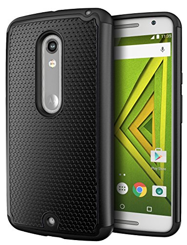 DROID MAXX 2 Case, Cimo [Shockproof] Case Heavy Duty Shock Absorbing Dual Layer Protection Cover for Motorola Verizon DROID MAXX 2 / Moto X Play (2015) - Black