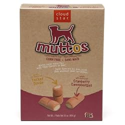 Cloud Star Muttos Dog Treats, Turkey & Cranberry Flavor, 16-Ounce Boxes (Pack of 4)
