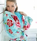 Produkt-Bild: Bademantel Morgenmantel Saunamantel Velours PIP " Birds in Paradise " blau Gr&ouml;&szlig;e S