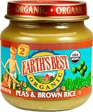 Earth's Best Organic 2nd Peas & Brown Rice, 4 Ounce Jars (Pack of 12)