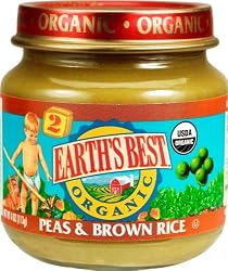 Earth's Best Organic 2nd Peas & Brown Rice, 4 Ounce Jars (Pack of 12)
