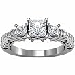 14K White Gold Diamond Three-Stone Engagement Ring - 0.80 Ct.