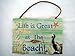 Coastal Pelican Life is Great at The Beach Wooden Wall Sign Plaque