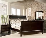 California King Coaster Full Upholstered Sleigh Bed in Cappuccino Finish