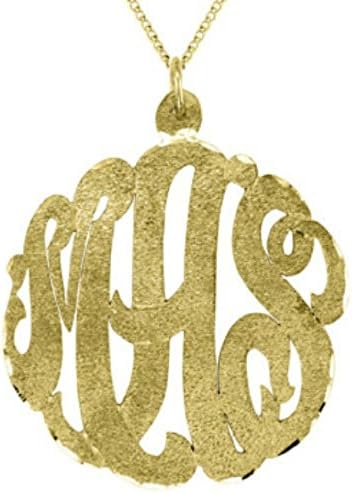 monogram Necklace Personalized 35mm Sterling Silver or Gold Plated Silver Large