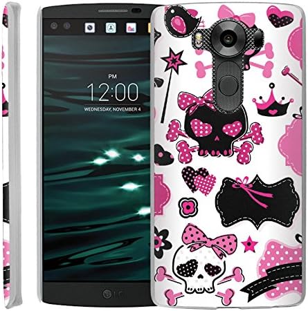CaseAVE [SLIM FIT] Shock-Absorption Bumper [1PCS] Durable Anti-Fingerprint Back Bumper Case [ Pink Bowl Skull ] for LG V10