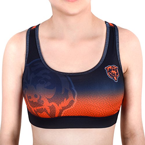KLEW NFL Chicago Bears Women's Gradient Sports Bra, Medium, Blue