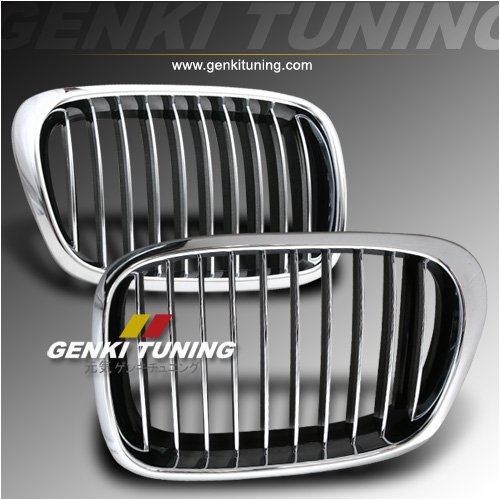 Genki Tuning - 1997-2003 (1998 1999 2000 2001 2002) BMW E39 5-Series 525 528 530 540 ABS Chrome Front Hood Grill Grille 97 98 99 00 01 02 03