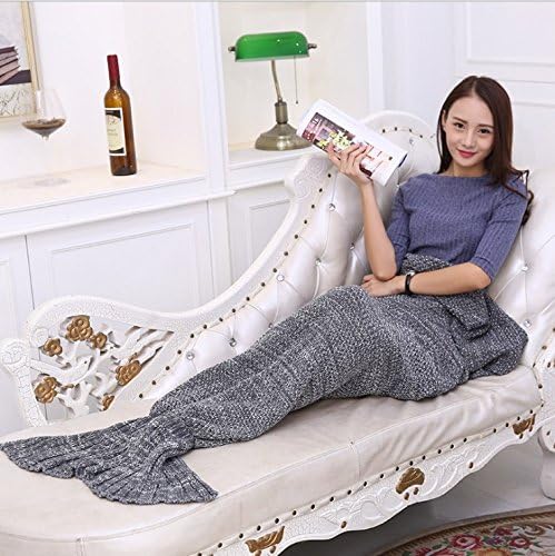 71''x35.5''/56''x28''/35.5''x59'' Soft Knitted Mermaid Tail Blanket For Kids Adults Child Girls,Crochet Fashion Sleeping Bags