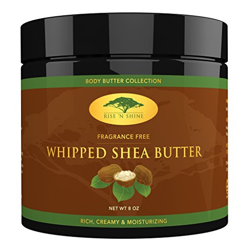 (8 oz) Whipped African Shea Butter Cream - Pure 100% All Natural Organic Moisture for Soft Skin and Natural Hair - Body Butter Improves Blemishes Stretch Marks Scars Wrinkles Eczema & Dermatitis
