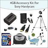 4GB Essentials Items Accessories Kit Including Opteka NP-FV70 High Capacity ....